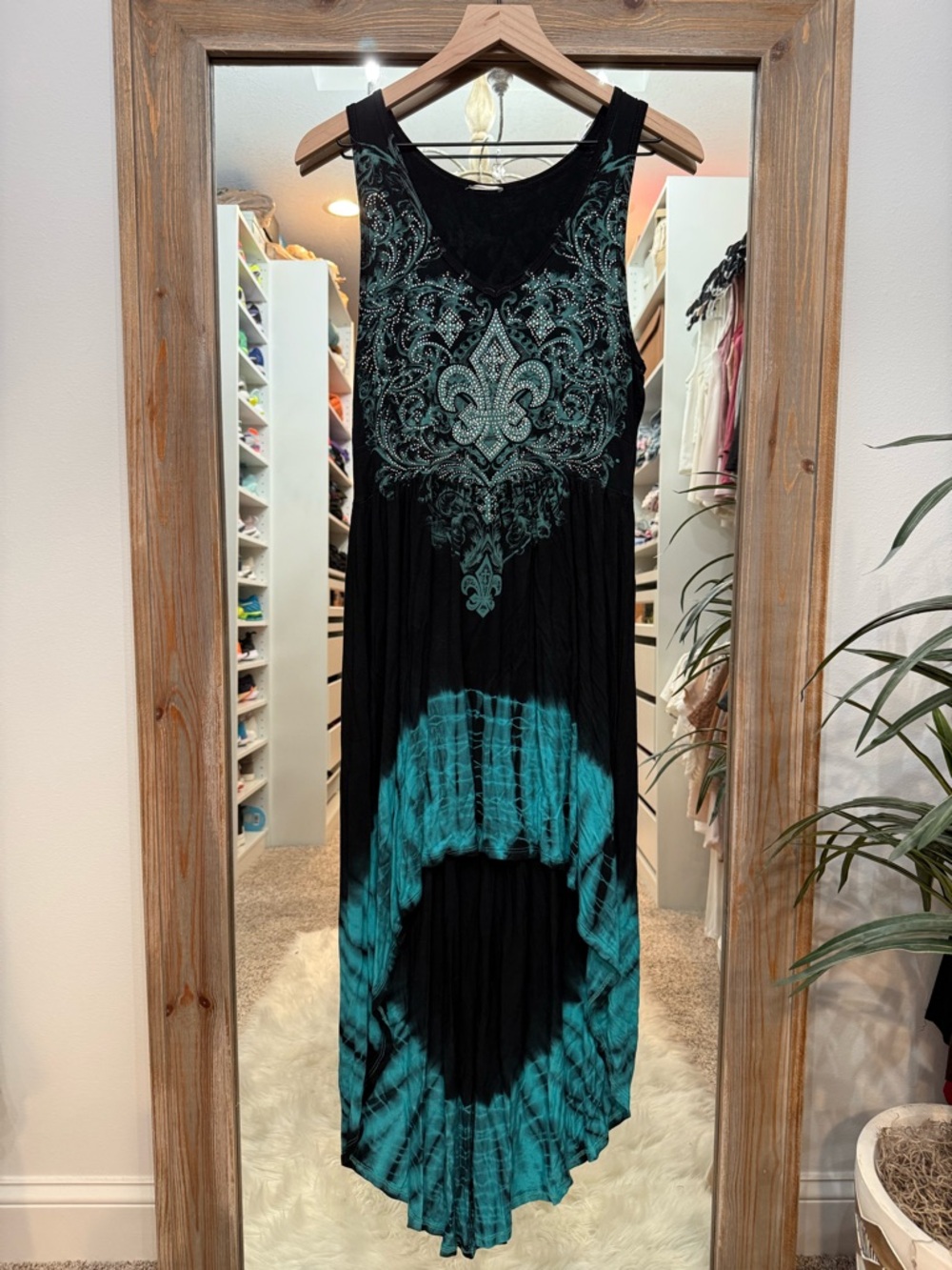 Vocal Black & Teal Tie-Dye Maxi Dress